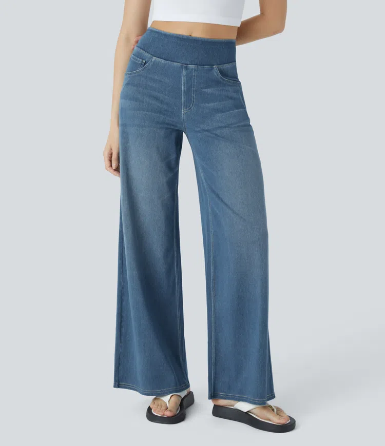 Super Stretch High-Waisted Wide Leg Jeans