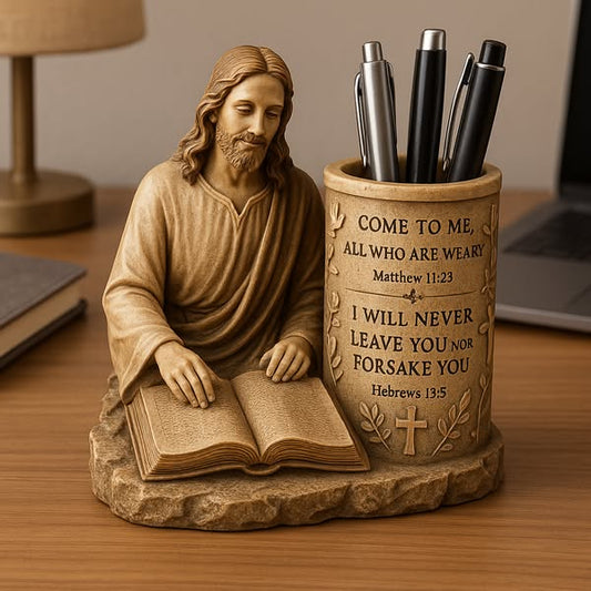 Jesus Pen Holder With Bible Verse
