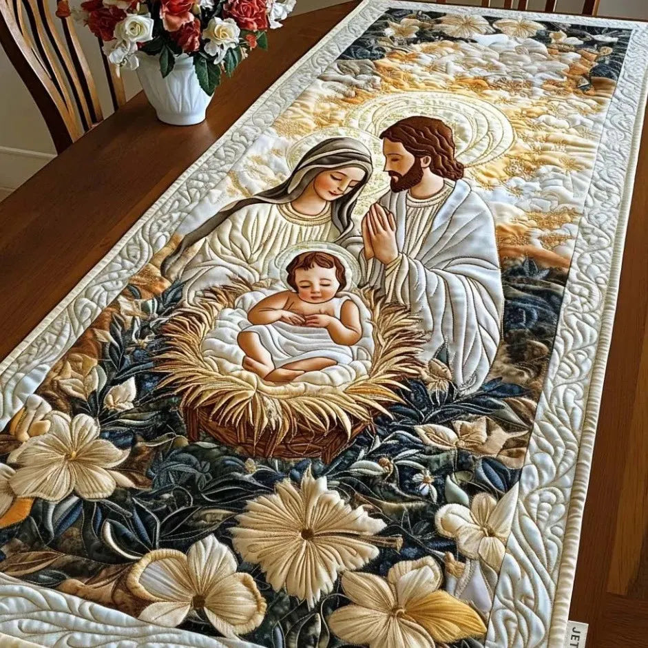 🍽️Quilted Table Runner with Vivid 3D Design
