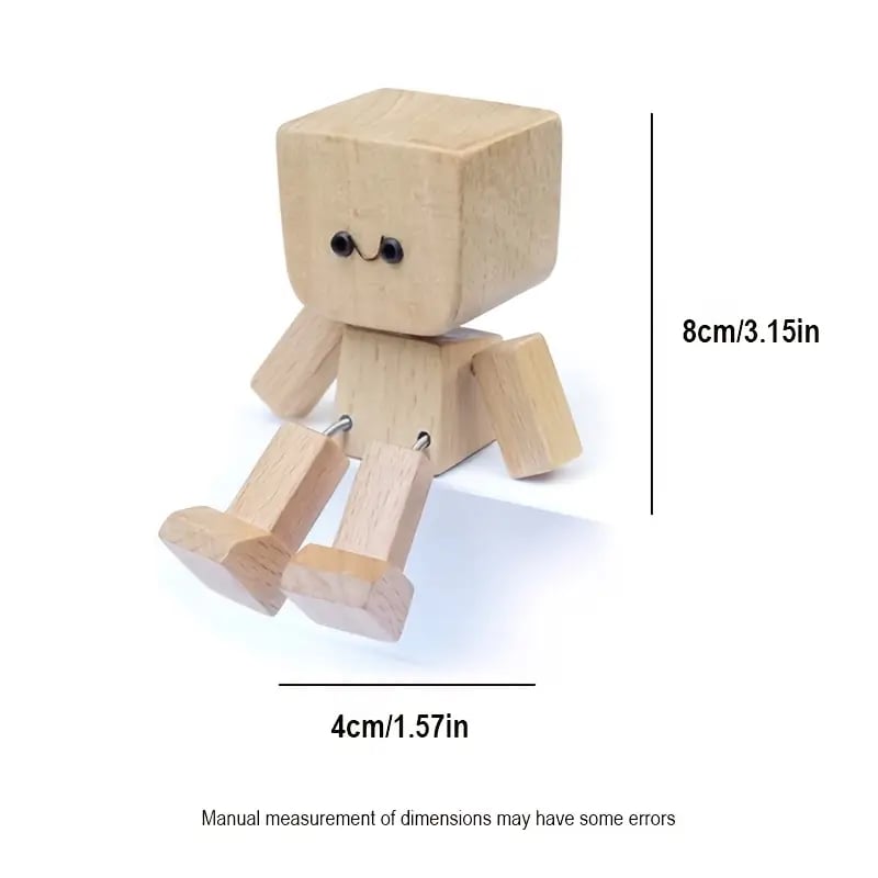 Charming Little Wooden Figure That Sways with 12PCS Magnetic Expressions