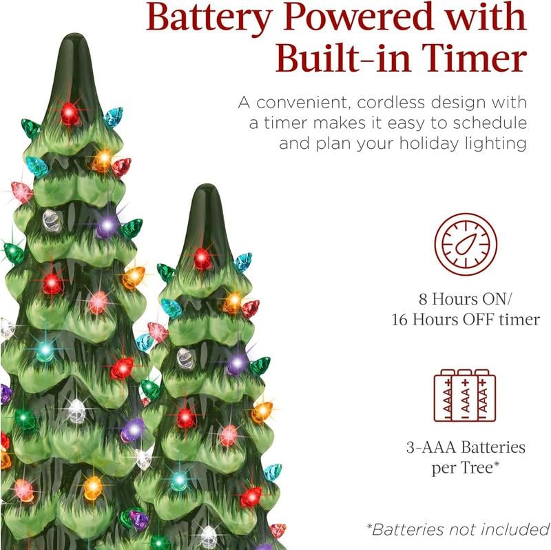 🎄Retro Hand-Painted Tabletop Christmas Trees with Timer