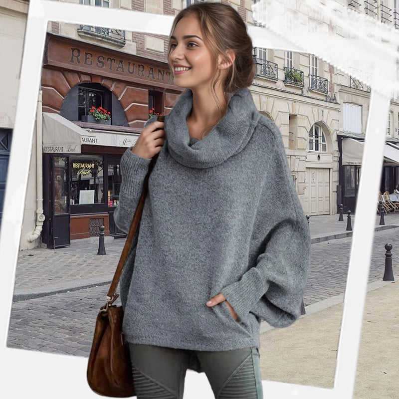 💖Women's Batwing Cowl Neck Sweater With Pockets