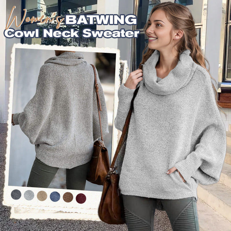 💖Women's Batwing Cowl Neck Sweater With Pockets