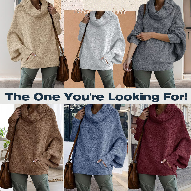 💖Women's Batwing Cowl Neck Sweater With Pockets