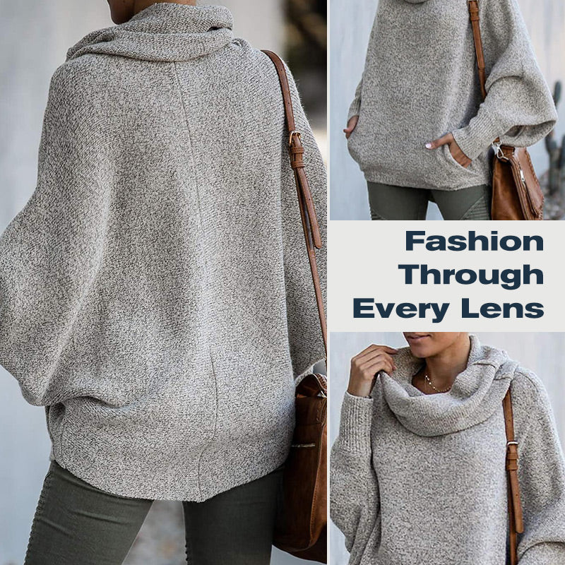 💖Women's Batwing Cowl Neck Sweater With Pockets