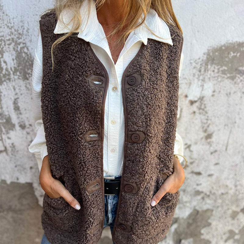 🎁Women's Fall Button Down Short Warm Vest