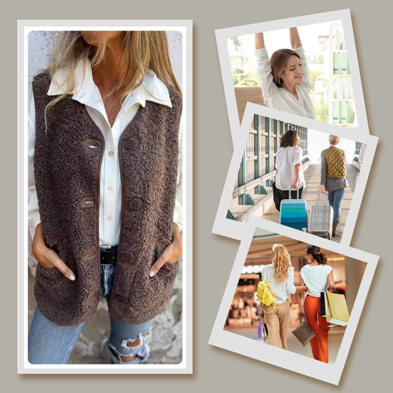 🎁Women's Fall Button Down Short Warm Vest