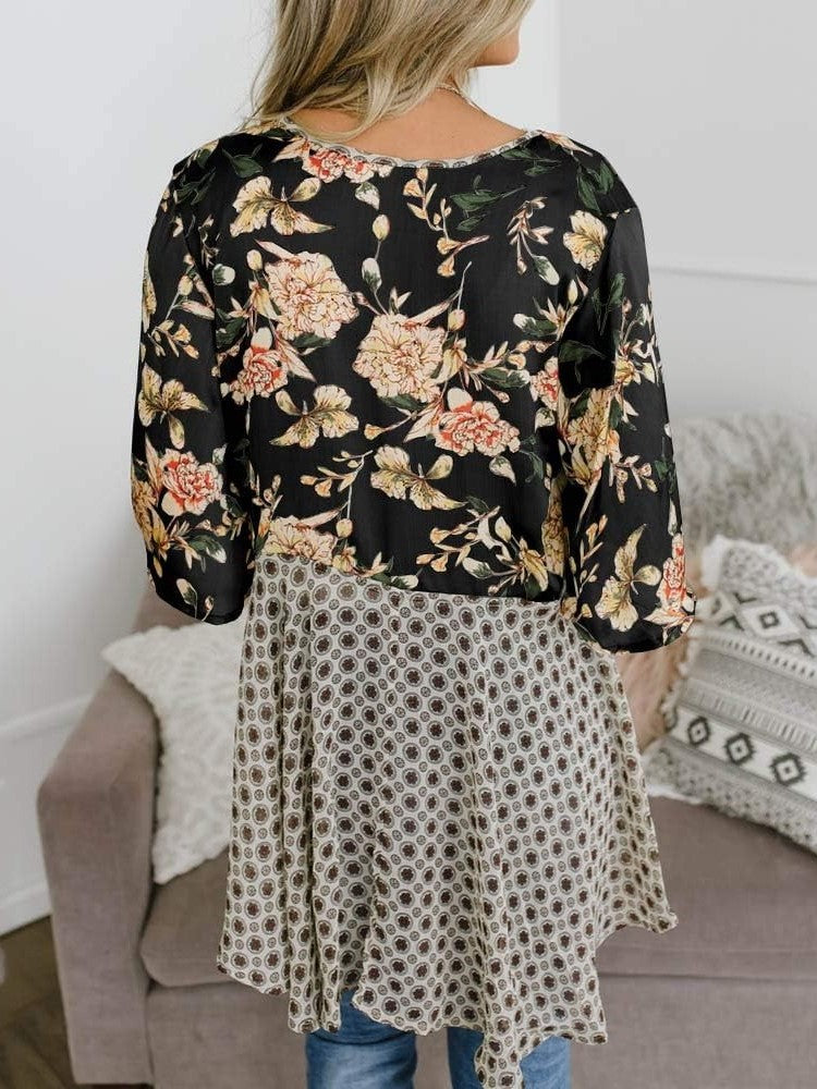 🌸Spring Sale 49% OFF🌸Women's Floral Kimono Ruffle Sleeve Tie Cardigans Flowy Boho Loose Cover Ups
