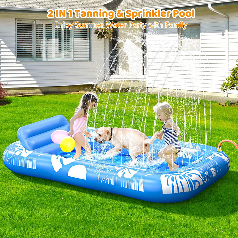 Inflatable Tanning Pool Lounger Float with Pillow