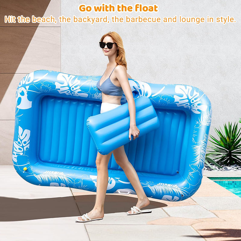 Inflatable Tanning Pool Lounger Float with Pillow