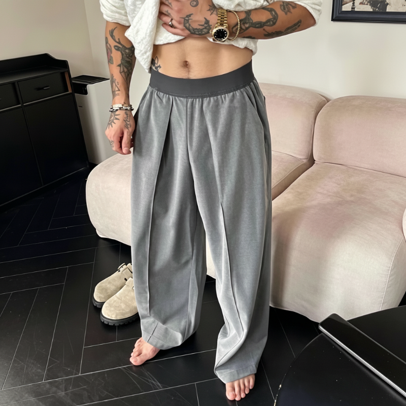 ✨Men's Pleated Wide-Leg Trousers with Elastic Waist