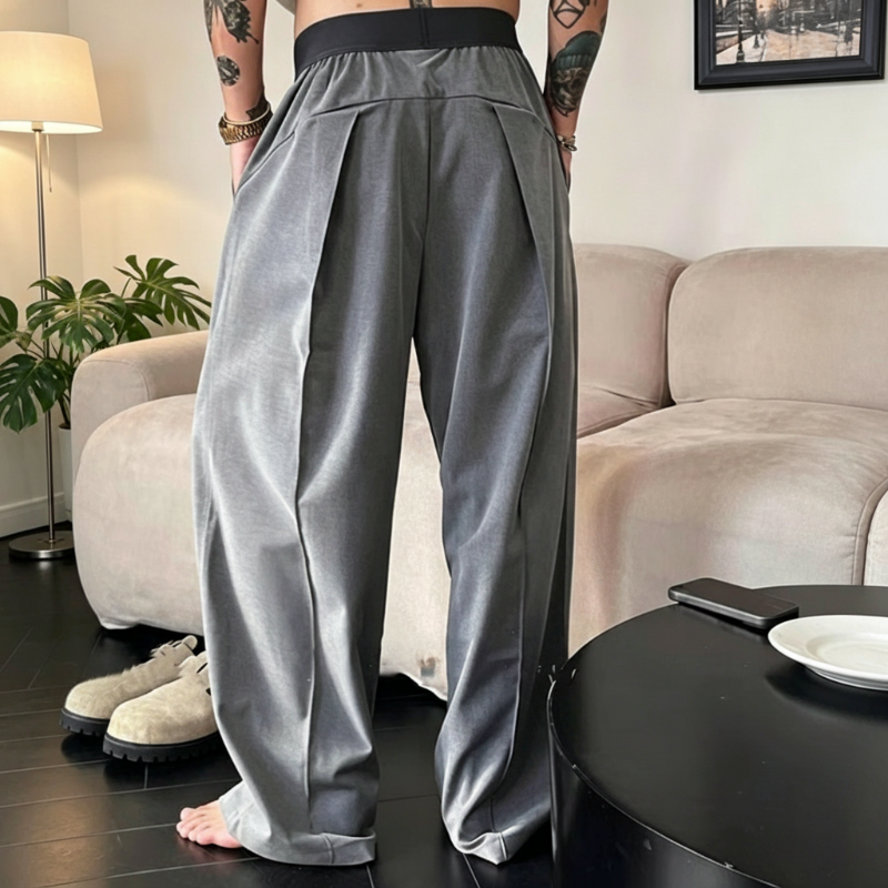 ✨Men's Pleated Wide-Leg Trousers with Elastic Waist