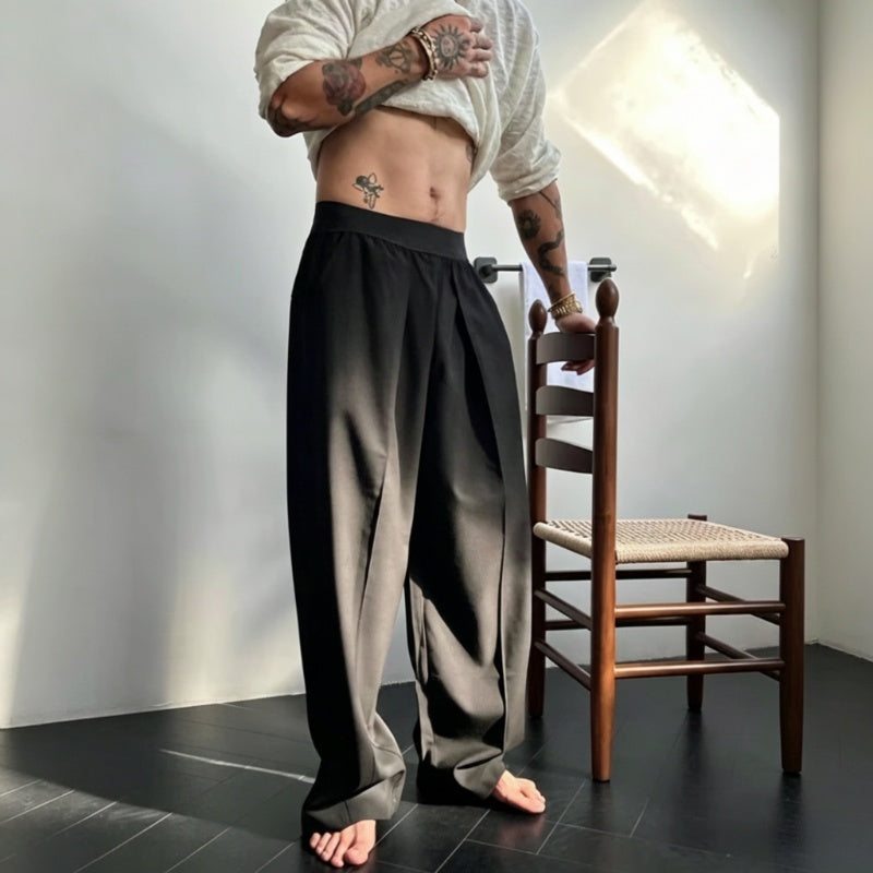 ✨Men's Pleated Wide-Leg Trousers with Elastic Waist