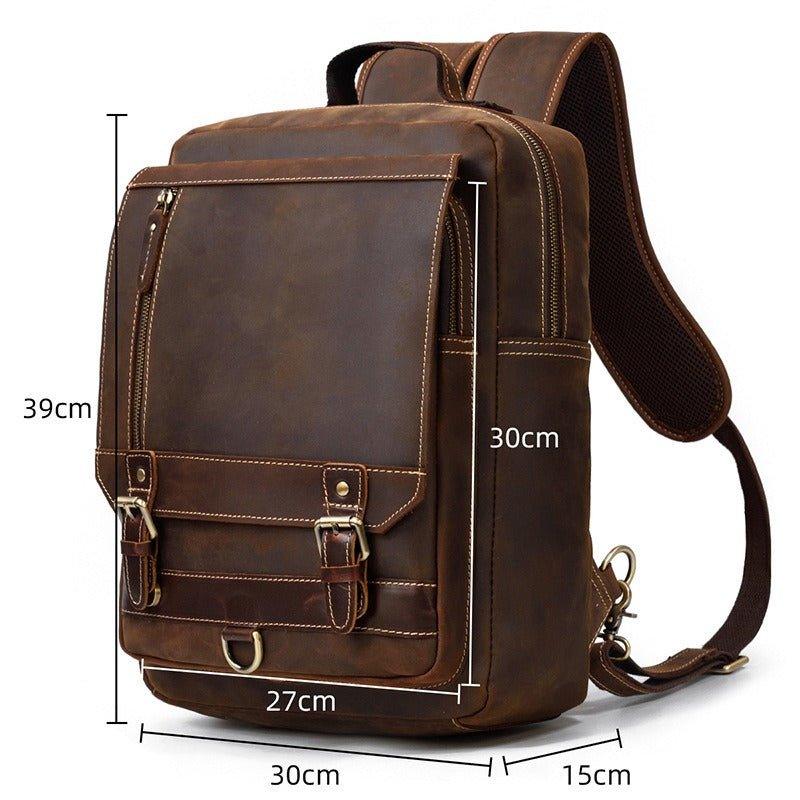 Vintage Laptop Leather Backpack Mens