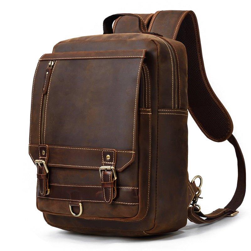 Vintage Laptop Leather Backpack Mens