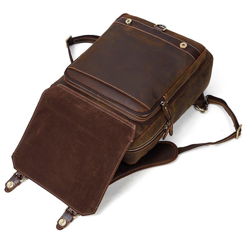 Vintage Laptop Leather Backpack Mens