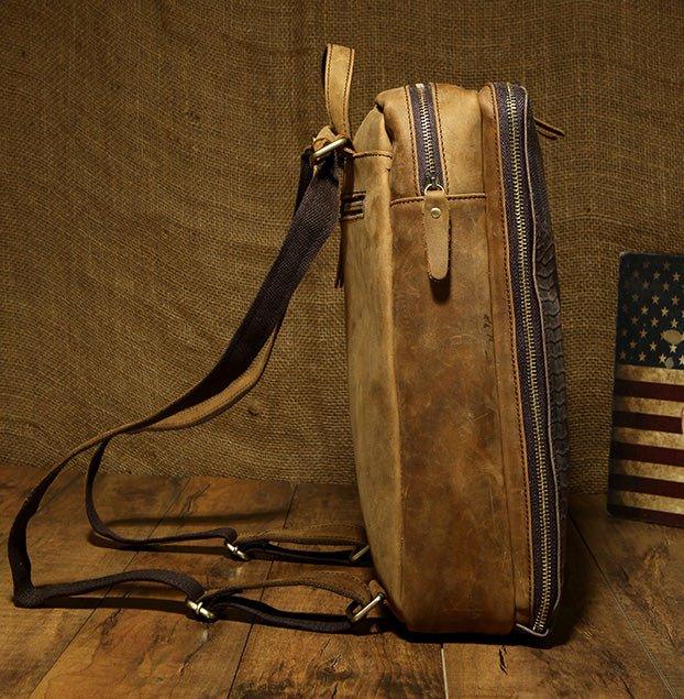 Vintage Leather Alligator Style Backpack for Laptop