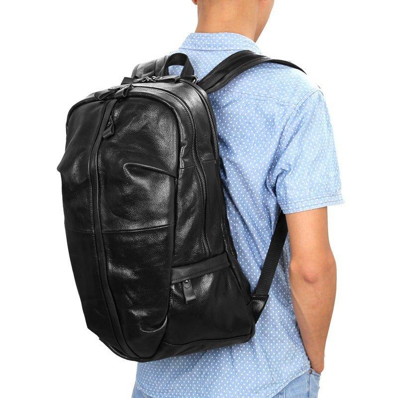 Black Goat Leather Backpack Mens