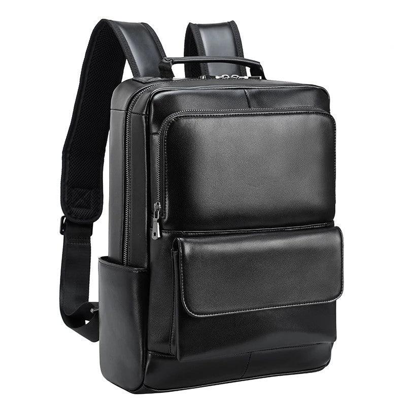 Black Leather 14 inch Laptop Backpacks