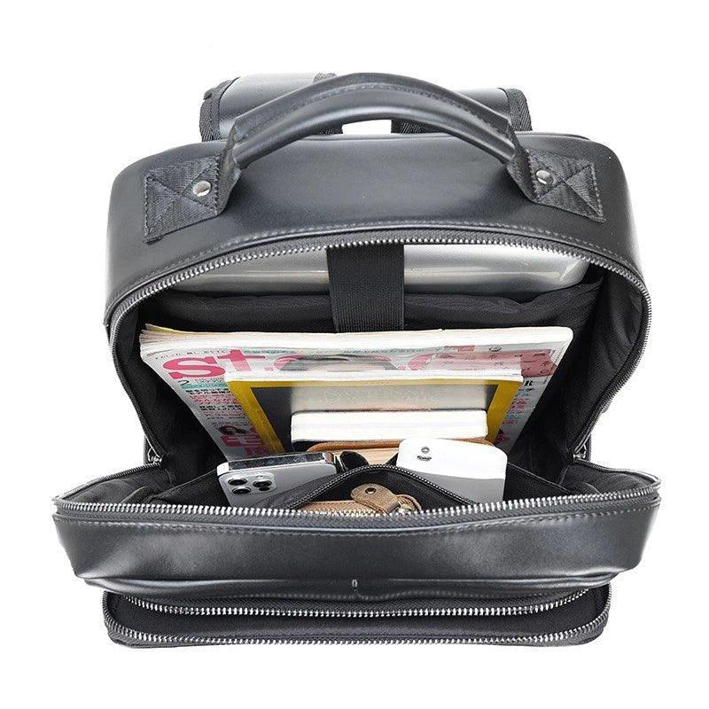 Black Leather 14 inch Laptop Backpacks