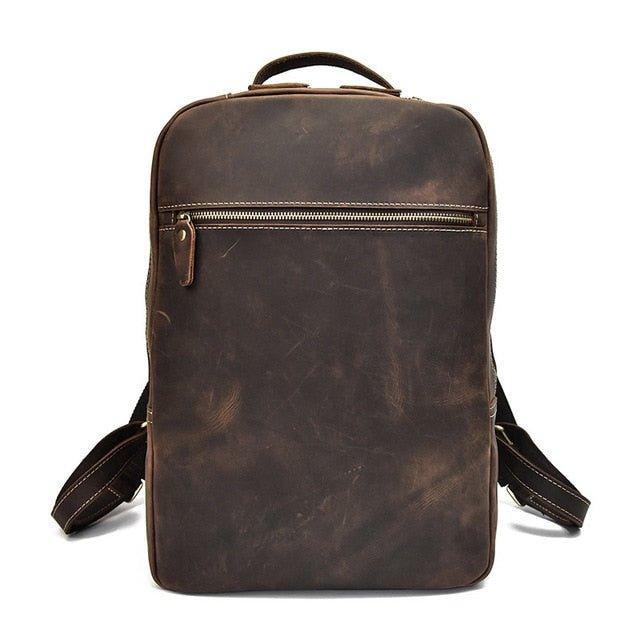 Brown Leather Backpack Vintage Laptop Rucksack