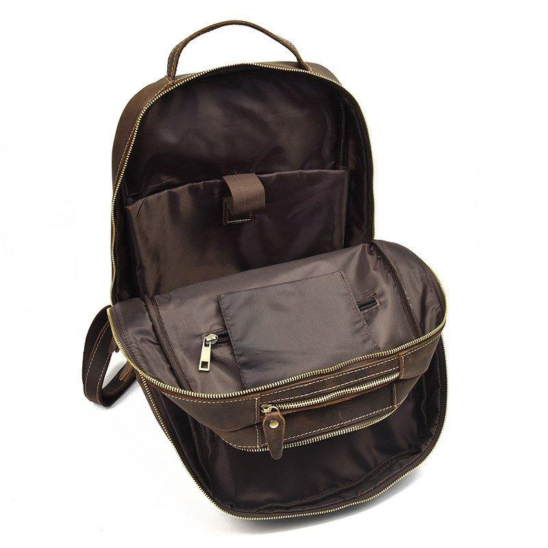 Brown Leather Backpack Vintage Laptop Rucksack