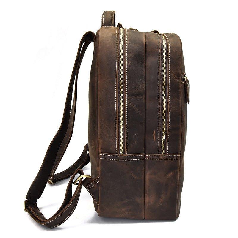 Brown Leather Backpack Vintage Laptop Rucksack