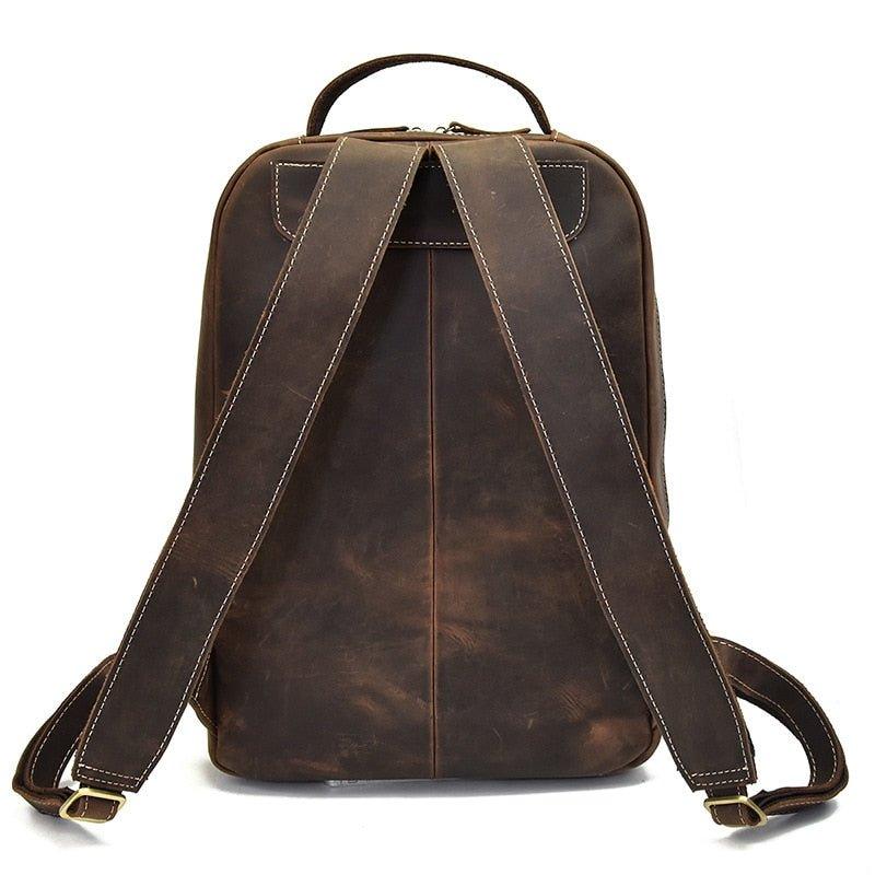 Brown Leather Backpack Vintage Laptop Rucksack