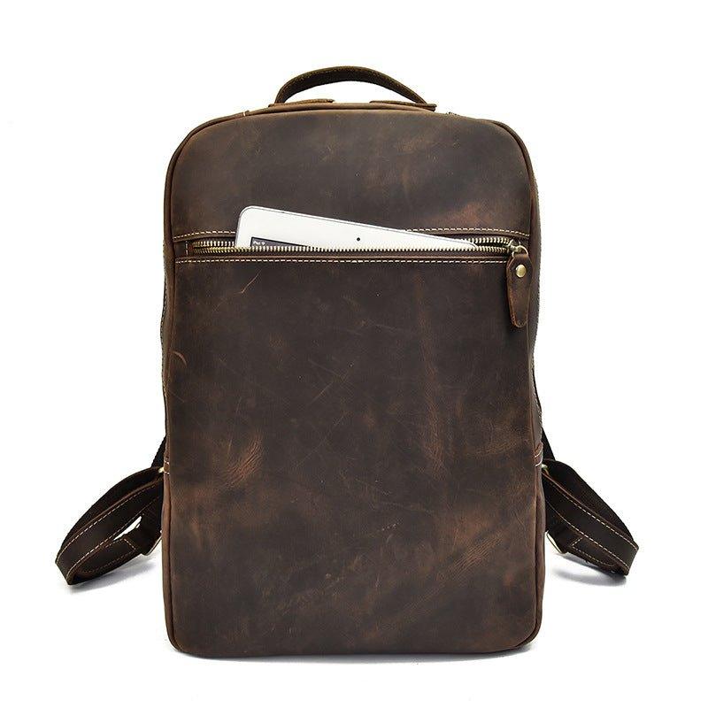 Brown Leather Backpack Vintage Laptop Rucksack