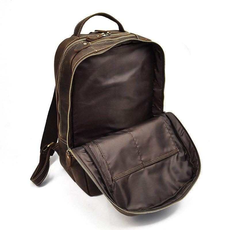 Brown Leather Backpack Vintage Laptop Rucksack