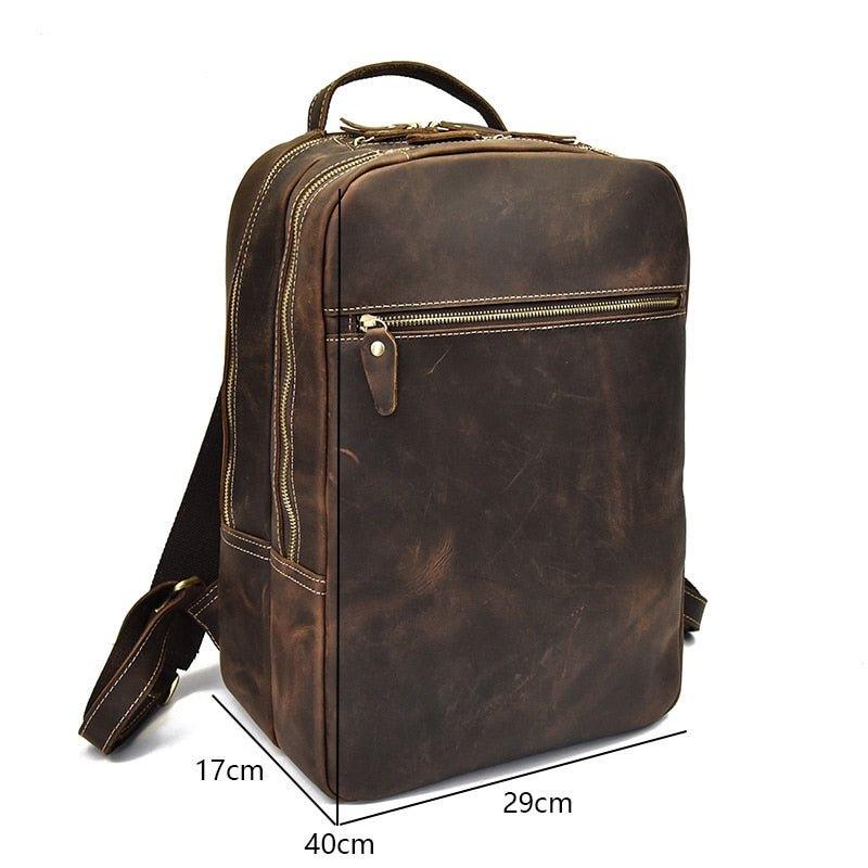 Brown Leather Backpack Vintage Laptop Rucksack