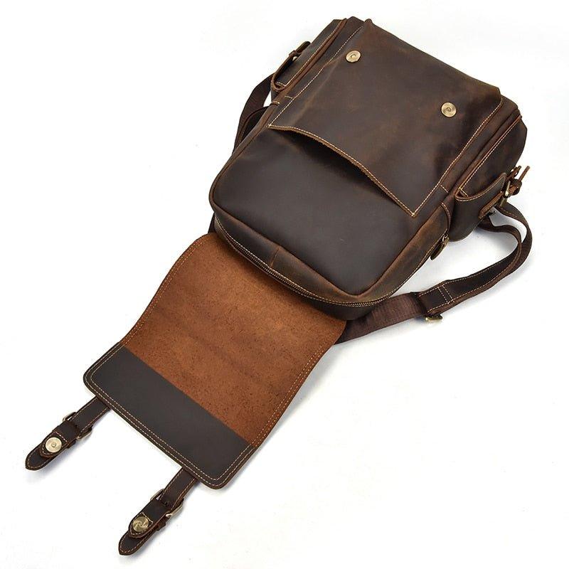 Crazy Horse Leather Backpack Fit 14" Laptop