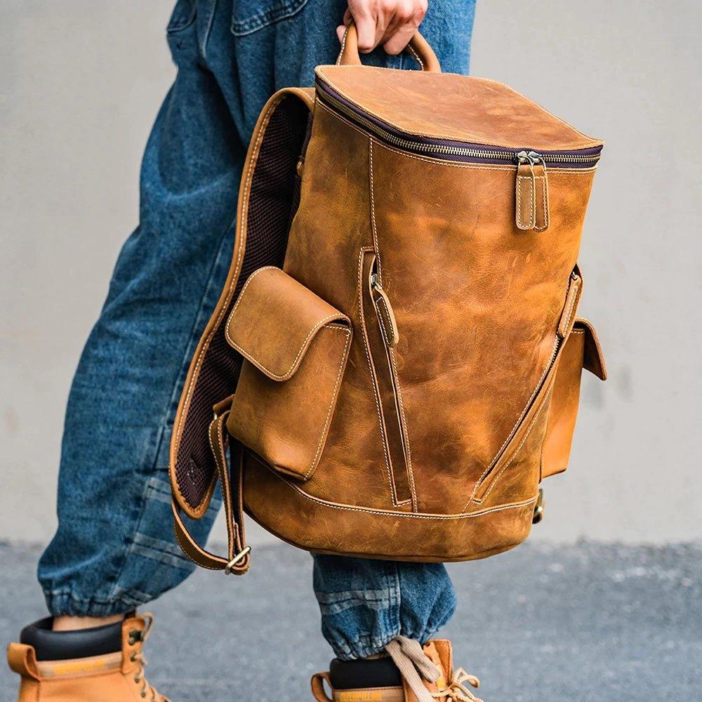 Cowhide Leather Backpack Men's