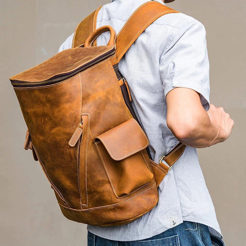 Cowhide Leather Backpack Men's