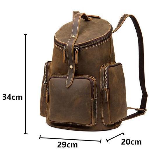 Crazy Horse Genuine Leather Mens Backpack Vintage