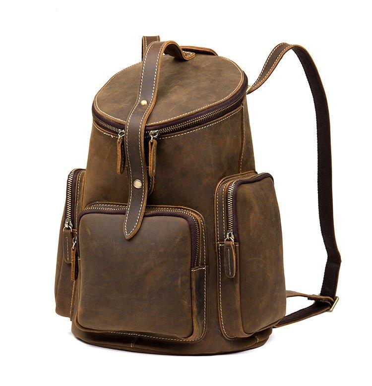 Crazy Horse Genuine Leather Mens Backpack Vintage