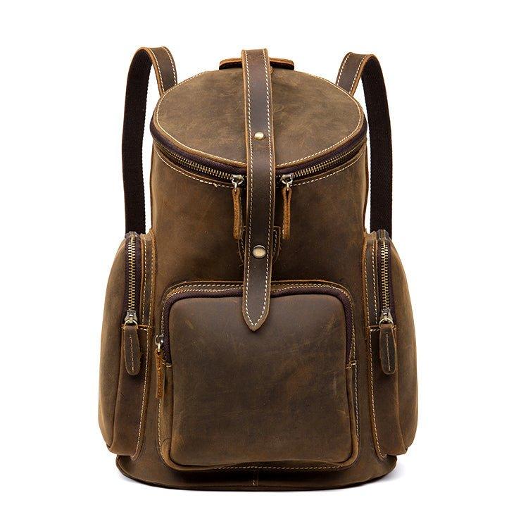 Crazy Horse Genuine Leather Mens Backpack Vintage
