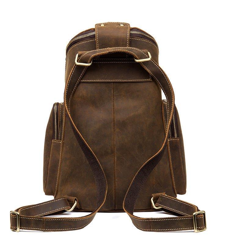 Crazy Horse Genuine Leather Mens Backpack Vintage