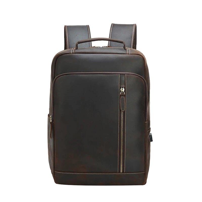 Crazy Horse Leather Laptop Backpack For Men