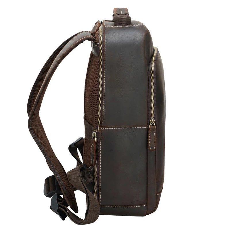 Crazy Horse Leather Laptop Backpack For Men