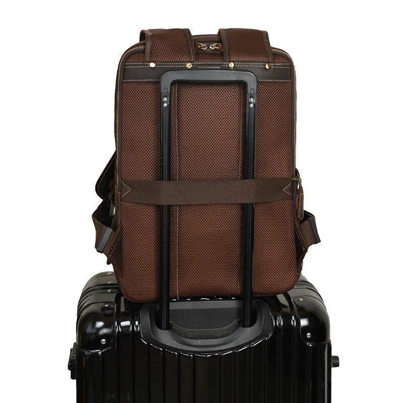 Crazy Horse Leather Laptop Backpack For Men