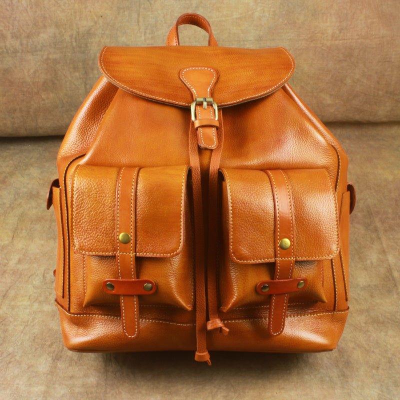 Genuine Leather Drawstring Backpack 14 Inches