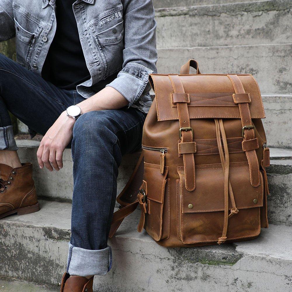 Laptop Leather Rucksack for Men