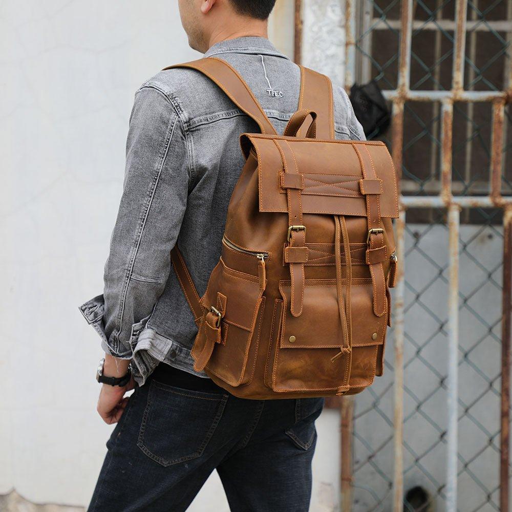 Laptop Leather Rucksack for Men