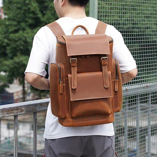 Large Leather Laptop Backpack, School, Travel