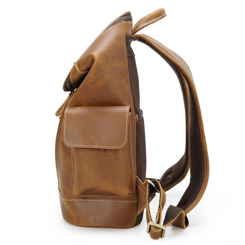 Large Leather Travel Backpack for 14" Laptop