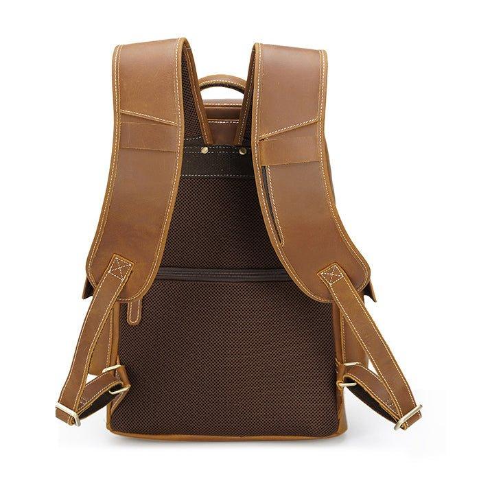 Large Leather Travel Backpack for 14" Laptop