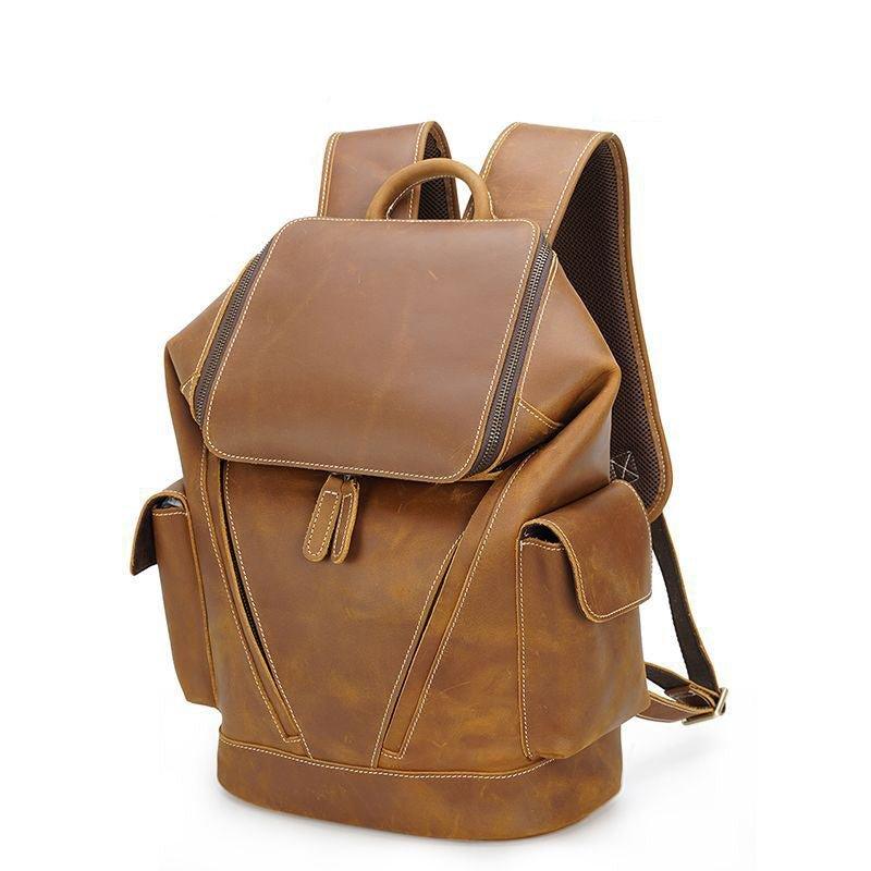 Large Leather Travel Backpack for 14" Laptop