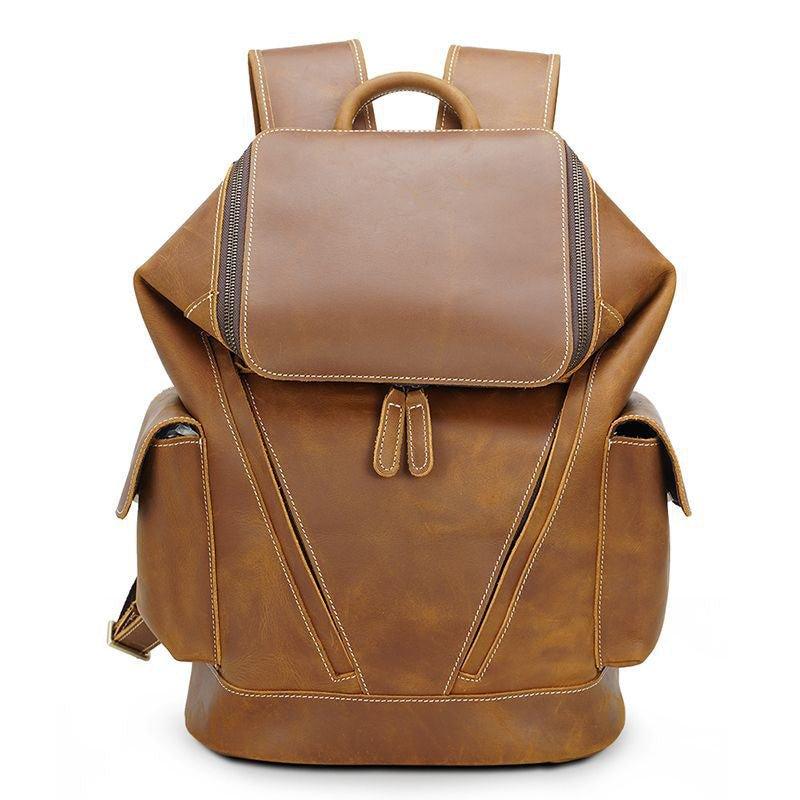 Large Leather Travel Backpack for 14" Laptop