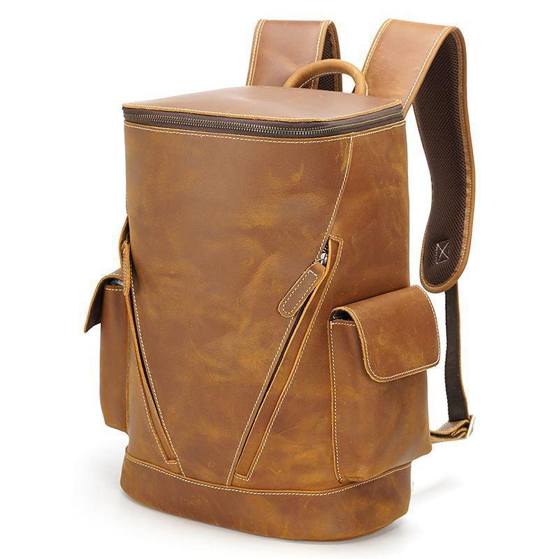 Large Leather Travel Backpack for 14" Laptop